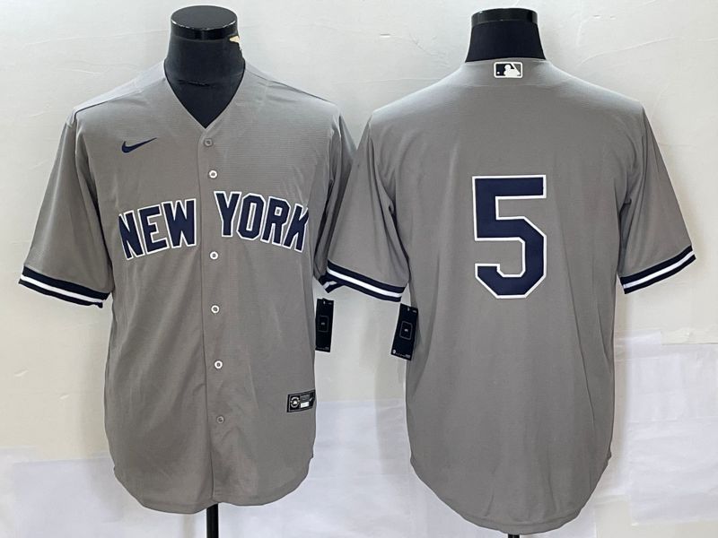Men New York Yankees #5 No Name Grey Game Nike 2023 MLB Jersey->tennessee titans->NFL Jersey